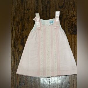 Baby Girl Luli & Me Pink Embroidered Bow Dress Size 6 Months Easter!